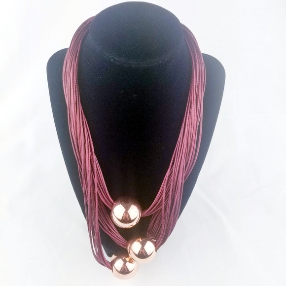 Freedom Boho Copper & Maroon Necklace EUC - Picture 2 of 8